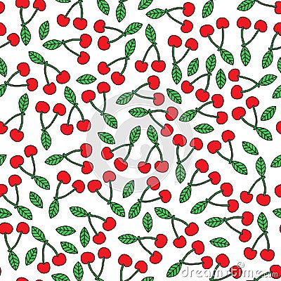 Cherries seamless pattern Vector Illustration