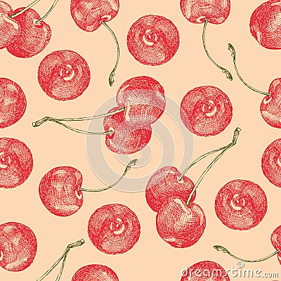 Cherries seamless pattern Vector Illustration