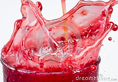 Cherries with splashes of juice Stock Photo