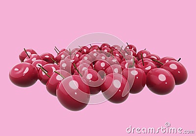 Cherry background. Ripe fresh rich cherries Cartoon Illustration
