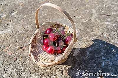 Cherry in the basket Stock Photo