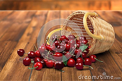 Cherry Basket Stock Photo