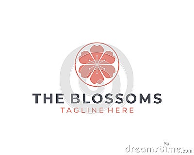 cherry blossom logo design, flower logo concept, blossoms logo idea Vector Illustration