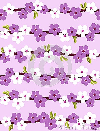 Cherry blossom. Seamless background. Vector Illustration