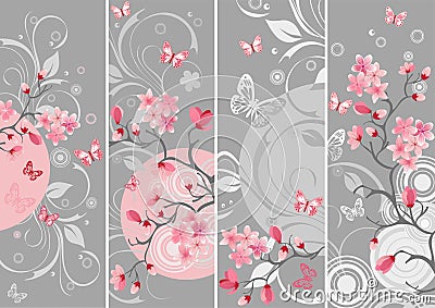 Cherry blossom set Vector Illustration