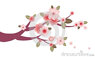 Cherry blossom tree branch artwork Vector Illustration