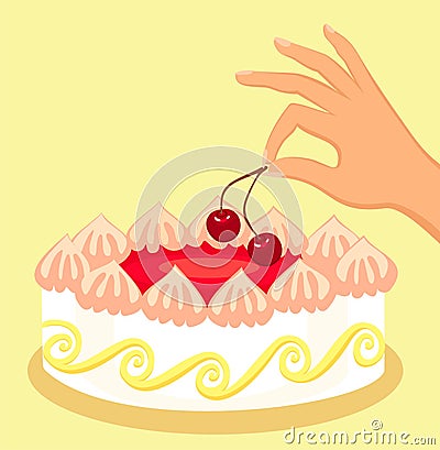 Cherry cake Vector Illustration