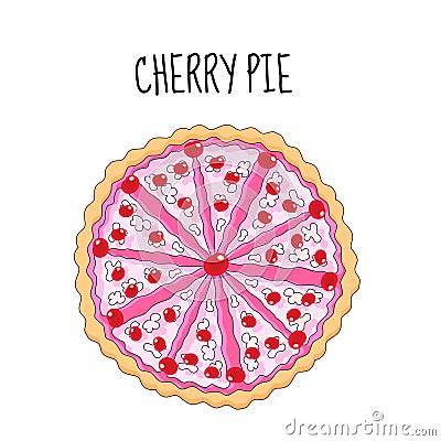 Cherry cake, birthday cake. Baking with cherries. vector illyustration Vector Illustration