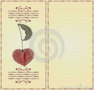 Cherry card color woodcut Vector Illustration