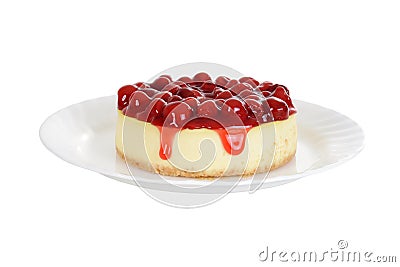 Cherry cheesecake isolated Stock Photo