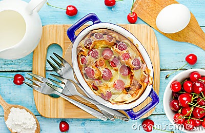 Cherry clafouti - traditional french sweet fruit dessert Stock Photo