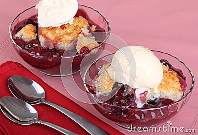 Cherry Cobbler Dessert Stock Photo