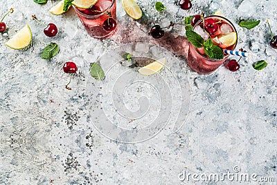 Cherry cola lemonade or mojito Stock Photo