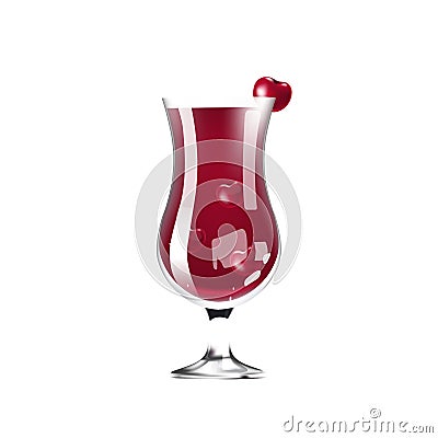 Cherry compote, fruit drink in glass realistic vector illustration Vector Illustration