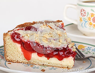 Cherry Cream Cheese Coffe Cake Stock Photo