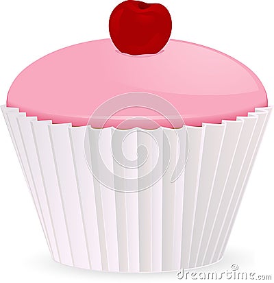 Cherry cupcake Vector Illustration