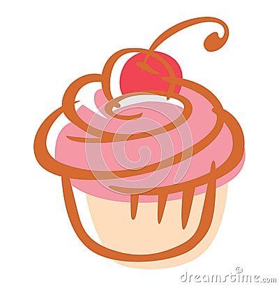 Cherry cupcake Vector Illustration