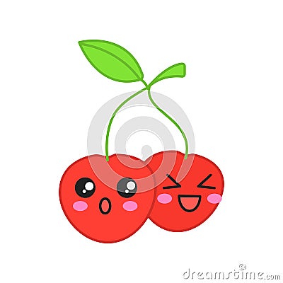 Cherry cute kawaii vector character Vector Illustration