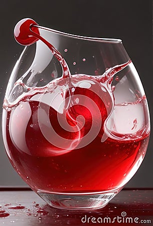 Cherry Elegance: A Photorealistic Splash in Motion Stock Photo