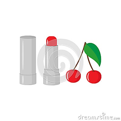 Cherry flavored lip balm. Vector Illustration