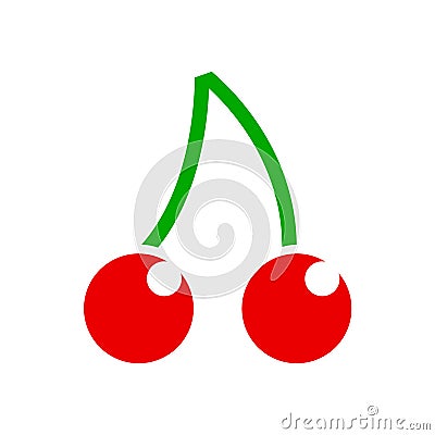 Cherry fruit sign. Sweet berry simple flat icon - vector Vector Illustration