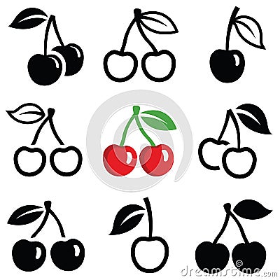 Cherry vector icon illustration Vector Illustration