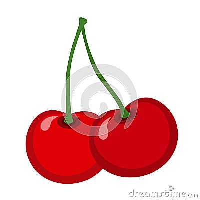 Cherry illustration in flat style. Isolated tasty berries. Cartoon Illustration