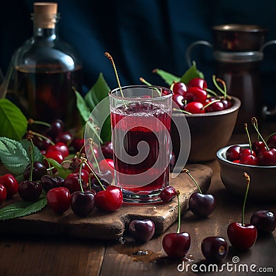 cherry juice is a refreshing and healthy drink Stock Photo