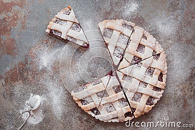 Cherry lattice pie Stock Photo