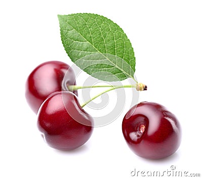 Cherry with leaf Stock Photo