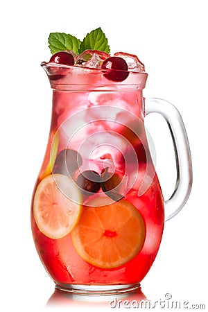 Cherry mint lemonade jug Stock Photo