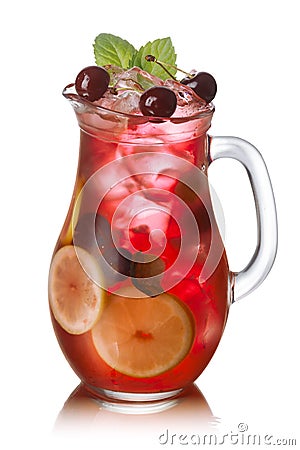 Cherry mint lemonade jug Stock Photo