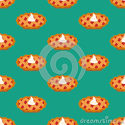 Cherry pie seamless pattern Vector Illustration