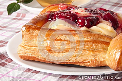 Cherry puff pastry Stock Photo