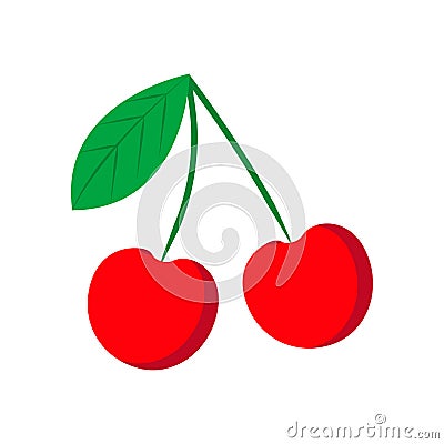 Cherry red natural blossom organic healthy vector icon. Isolated delicious plant fruit. Berry sweet ingredient food Vector Illustration