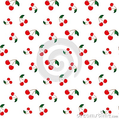 Cherry seamless pattern. Vector illustration. Cartoon Illustration