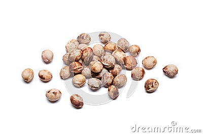 Cherry seeds on white background Stock Photo