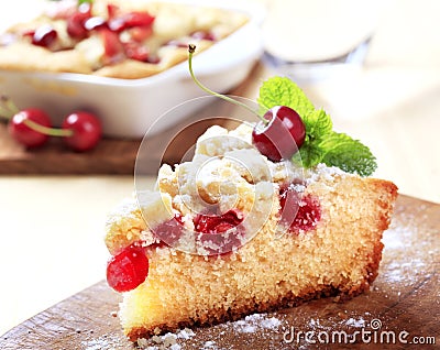 Cherry sponge cake Stock Photo