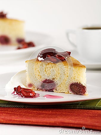 Cherry sponge cake Stock Photo