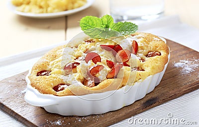 Cherry sponge cake Stock Photo