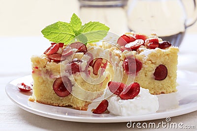 Cherry sponge cake Stock Photo