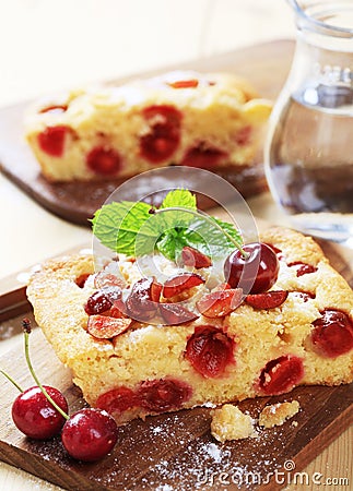 Cherry sponge cake Stock Photo