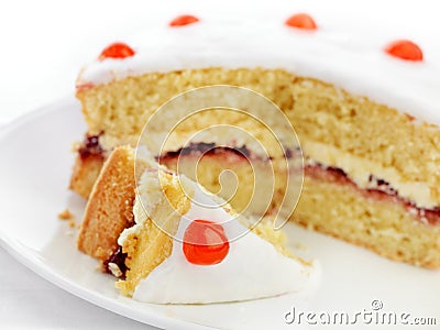 Cherry sponge cake Stock Photo