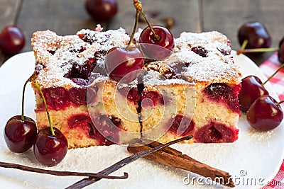 Cherry sponge cake Stock Photo