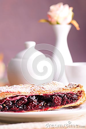 Cherry strudel Stock Photo