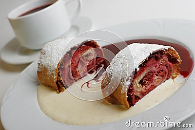 Cherry strudel Stock Photo