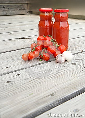 Cherry tomatoes and Italian salsa Stock Photo