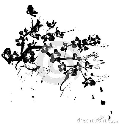 Cherry tree silhouette Vector Illustration