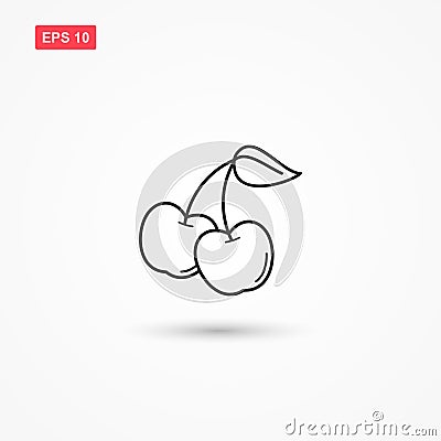 Cherry vector icon with leaf 2 Vector Illustration