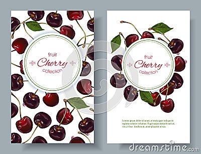 Cherry vertical banners Vector Illustration